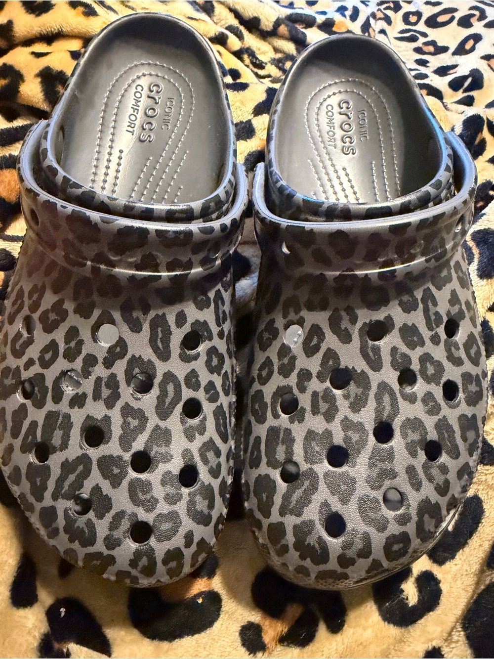 Crocs camo animal print platform